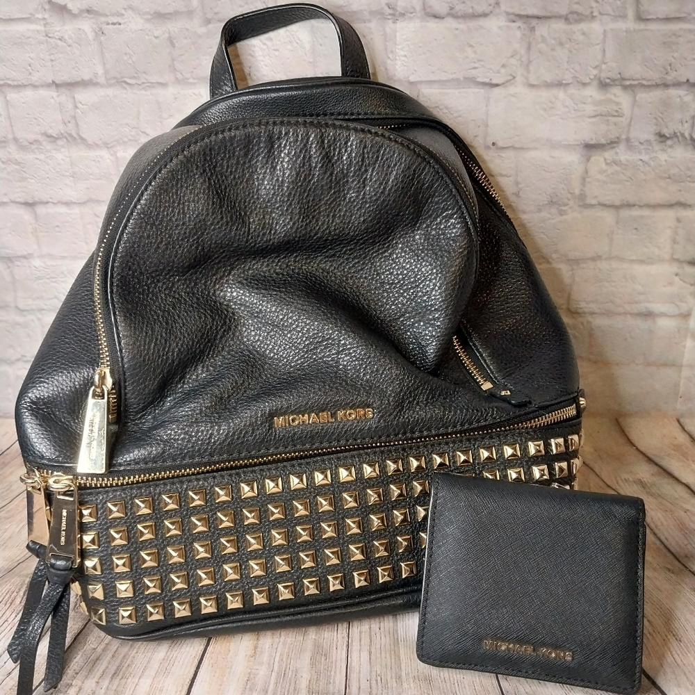 Michael Kors Black and Gold Studded Backpack wallet is not included!!!!
